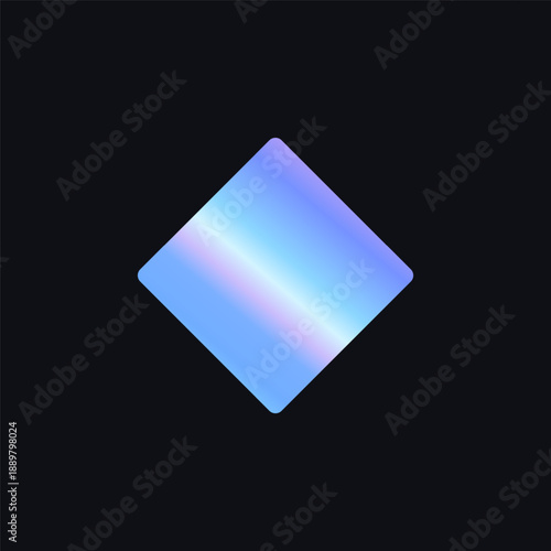 Holographic Foil Sticker Chrome Rhomb Holograph Emblem, Badge Luxury Coupon Label Silver Gradient Glossy Metallic Empty Silhouette Logo Seal for Promo Ecommerce Shop Product Ad. Vector Illustration