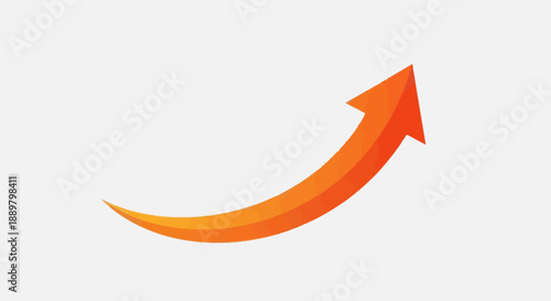 Upward trend directional orange arrow on white symbolizing business growth and positive movement