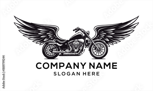 Vintage Motorcycle with Wings Logo Design for a Company.