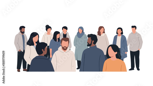 Illustration of a diverse group of people standing together in solidarity on International Day of Elimination of Racial Discrimination, promoting awareness and anti-racism.