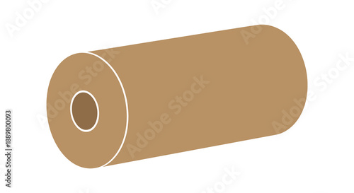 An isolated illustration of a cylindrical cardboard tube viewed from a slightly angled perspective displaying a central opening