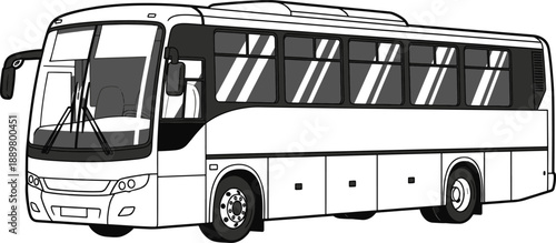 Tourist intercity long distance travel bus isolated vector illustration