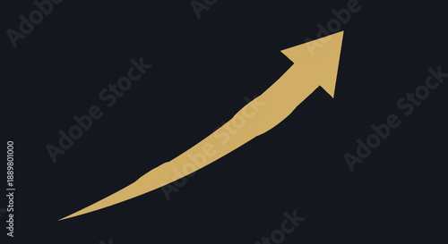 Golden arrow rising diagonally on dark backdrop symbolizing upward trend or success
