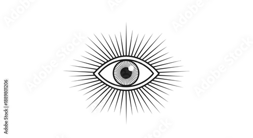 Monochromatic conceptual eye, symbol of perception, knowledge and mystical insight