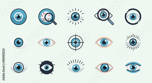 Eye icons collection, creative vision concepts, ophthalmology and visual perception themed