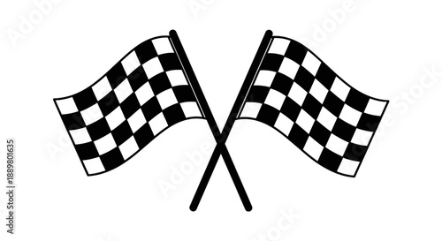 Graphic rendition of checkered flags waving as crossed signals for races and celebrations