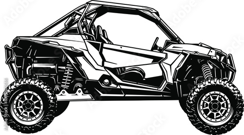 Offroad utility terrain vehicle silhouette for adventure recreation
