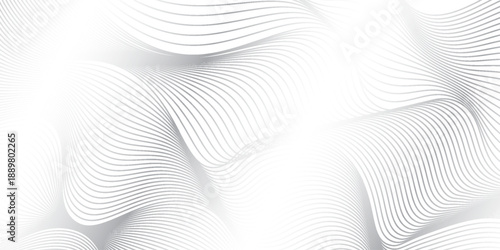 Elegant abstract white background with subtle grey curved lines for modern templates.