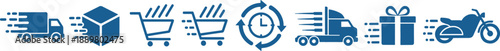 Logistics and shipping icons set for fast delivery service concepts