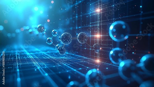 Wallpaper Mural The Molecular Digital World: A futuristic view of molecules interconnected within a digital network, representing the cutting edge of scientific and technological advancement. Torontodigital.ca