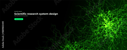 Green Neural Connected Lines Bio Cell Organic Life Microbiology Research. Abstract Healthcare Biotech Background. Cyber Digital Network Neuroscience Technology BG Concept. Vector Illustration.