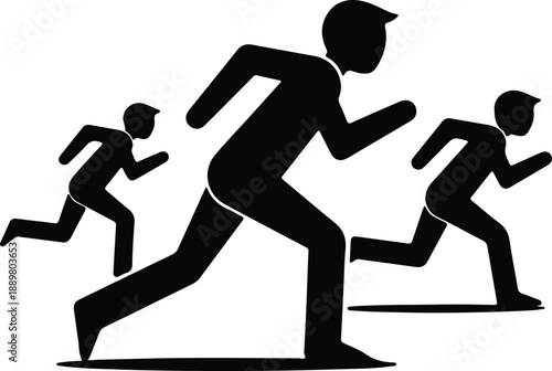 Isolated three runners competing in a race illustration vector