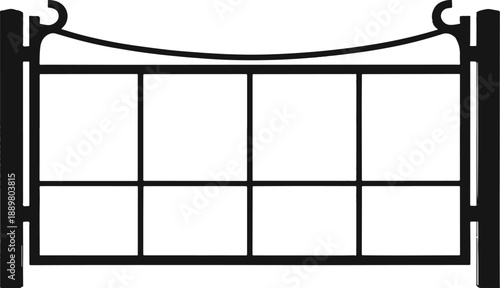 Decorative antique metal fence or gate isolated on transparent background