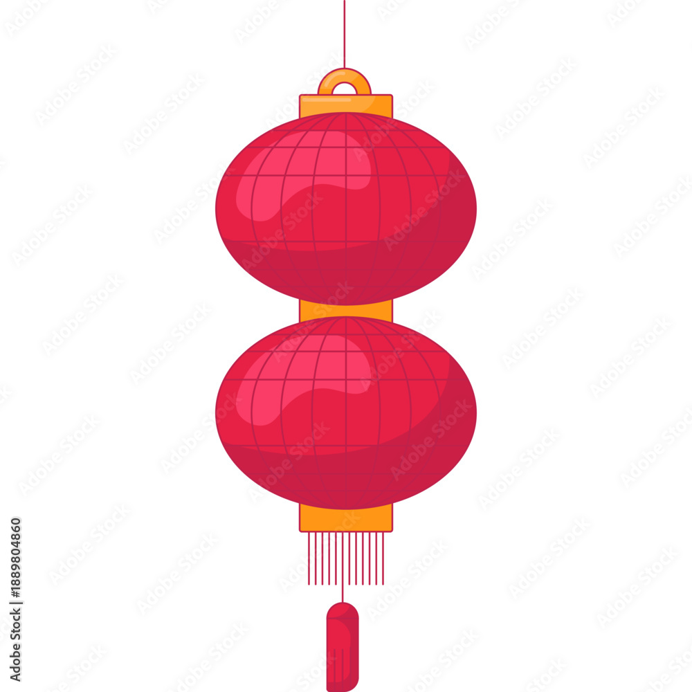 Fototapeta premium Red Traditional Chinese Lantern. Flat Style Illustrations. Lunar Chinese New Year Element
