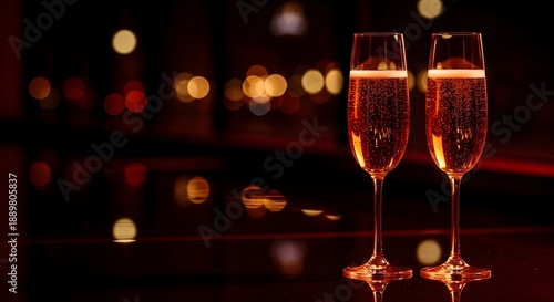 Romantic valentine's day champagne toast for lovers