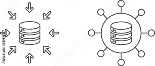 Data storage icons database center cloud network vector illustration