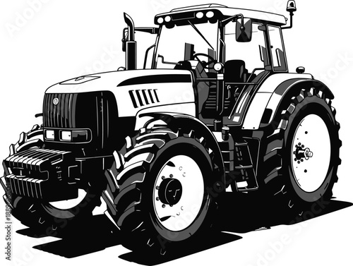 Detailed agriculture tractor machine for heavy duty farm field work