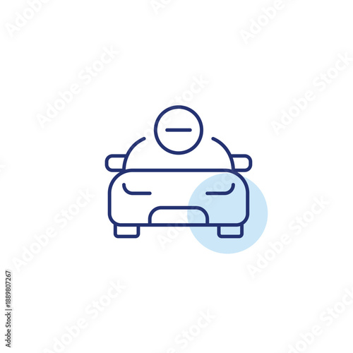 Reduce traffic, remove vehicles from zone. Car and minus. Pixel perfect, editable stroke vector icon