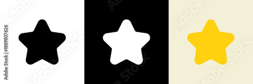 シンプルな角丸スターのアイコン/カラー・モノクロ（ベクター）