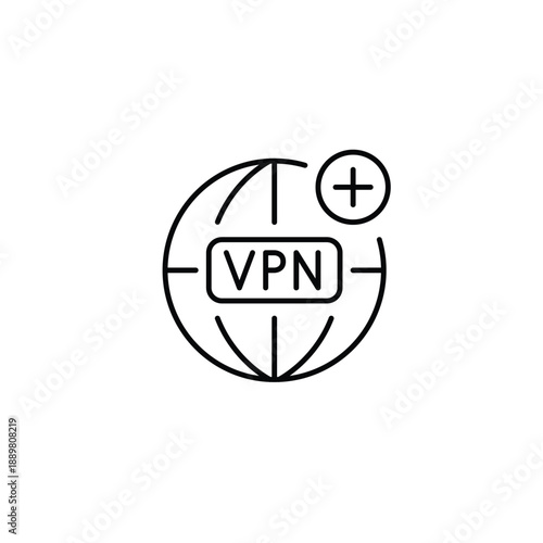 VPN add, secure access, network upgrade. Privacy enable, connection expand. Pixel perfect, editable stroke vector icon