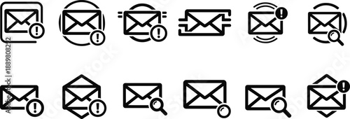 Email icons set vector notification alert message inbox mail communication