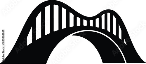 Isolated modern arch bridge silhouette design element illustration vector