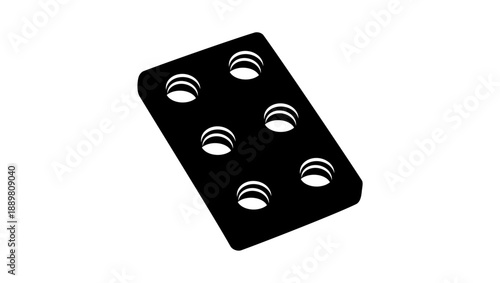 metal plate with mounting holes, black isolated silhouette