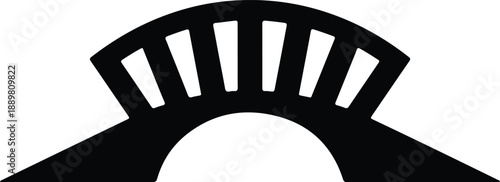 Isolated stylized arched bridge silhouette icon illustration vector