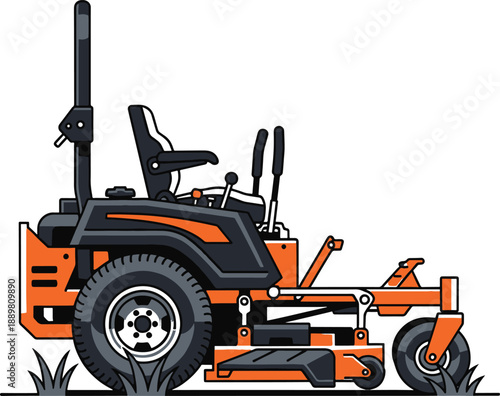 Professional zero turn lawn mower illustration for garden services