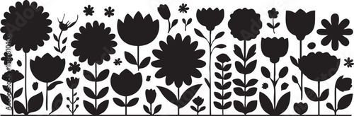 Black flower silhouette vector: floral design element for crafts, decor, and graphics eps