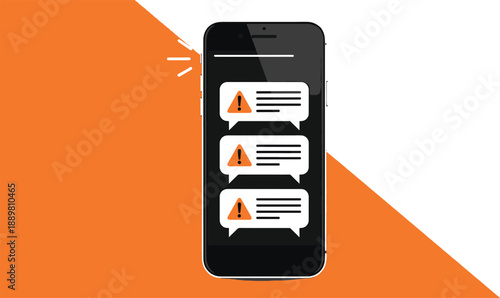 Smartphone screen with message notifications on orange background
