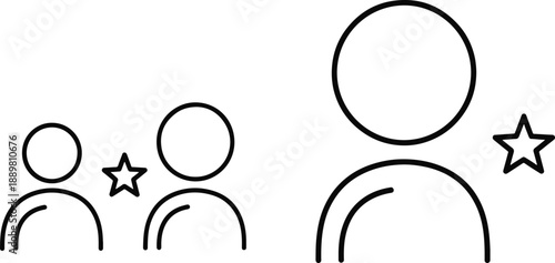 Profile avatar outline icons with rating star for user recognition
