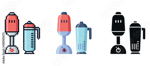 Pixel art blenders: colorful and monochrome designs with three styles