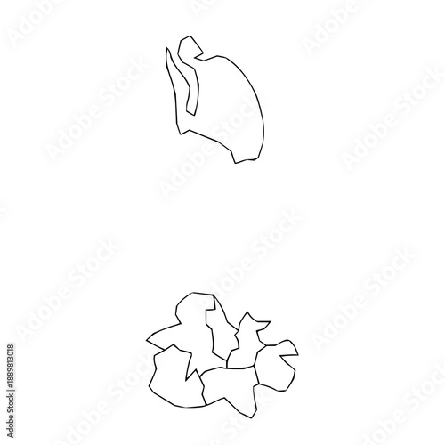 Outline map of the island nation of Antigua and Barbuda, showing its administrative divisions and geographical contours