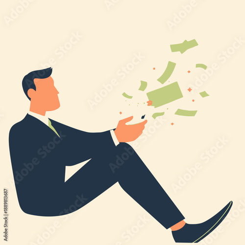 A man losing money through mobile phone