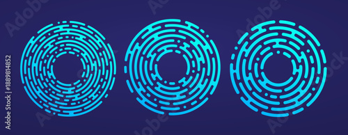 Dynamic technology wave circle with dot and line connections. Abstract circle with glowing blue lines.
