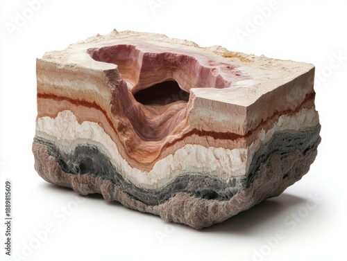 Natural stone piece showing layers and colors found in various minerals and geological formations