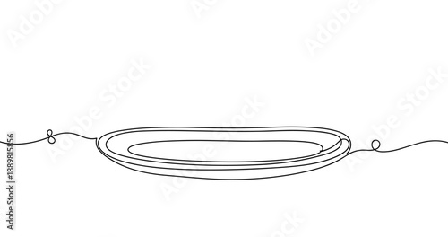 Minimalist line art of a simple oval plate on a blank background. Non editable stroke
