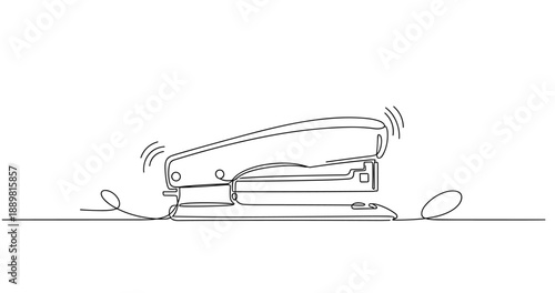 Continuous line art of stapler on white background. Non editable stroke