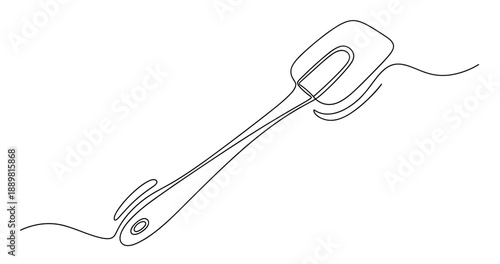 Minimalist line drawing of a kitchen spatula with clean simple design. Non editable stroke