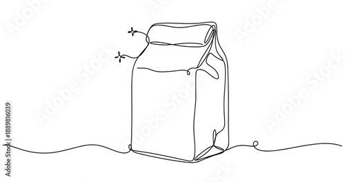 Continuous line drawing of a milk carton with minimalist style and simplicity. Non editable stroke