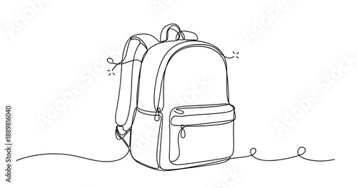 One-line drawing of backpack: artistic minimalist design. Non editable stroke