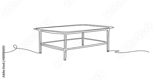 Minimalist continuous line art drawing of a table with shelf. Non editable stroke