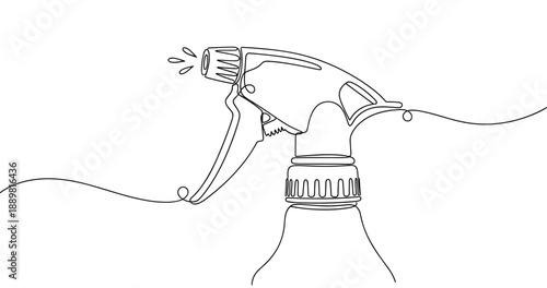 Minimalist continuous line drawing of a spray bottle design. Non editable stroke