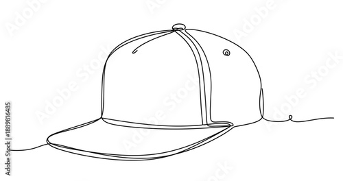 Minimalist one-line drawing of a baseball cap. Non editable stroke