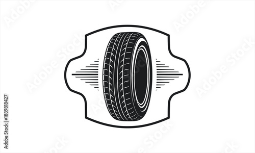 Vintage Car Tire Emblem Design for Automotive Industry.