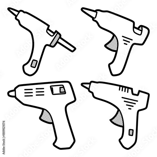 various hot glue gun tools, editable lines