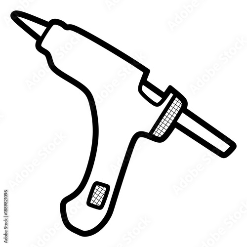simple line art image of a hot glue gun, editable lines