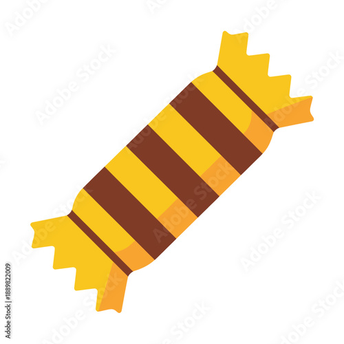 A brightly colored striped candy wrapper digitally illustrated in a flat style