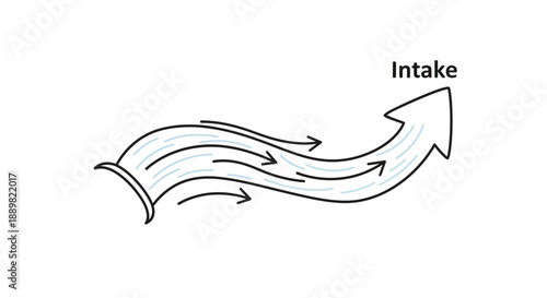 Conceptual illustration of intake direction, depicting flow and energy dynamics in graphic design